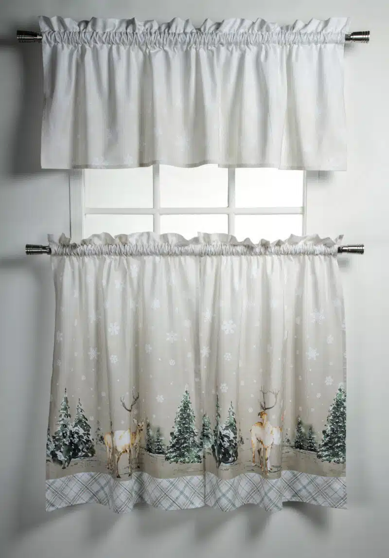 Deer In The Woods Kitchen Curtain