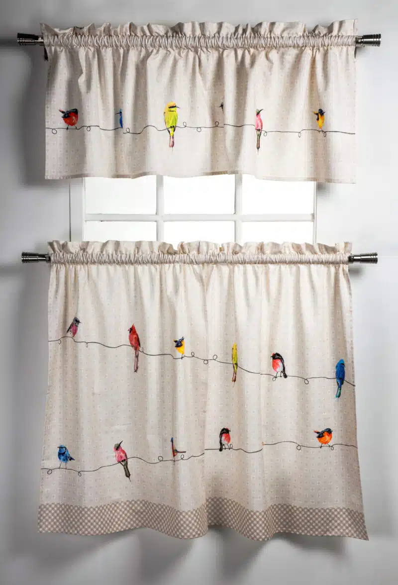 Birdies On Wire Kitchen Curtain