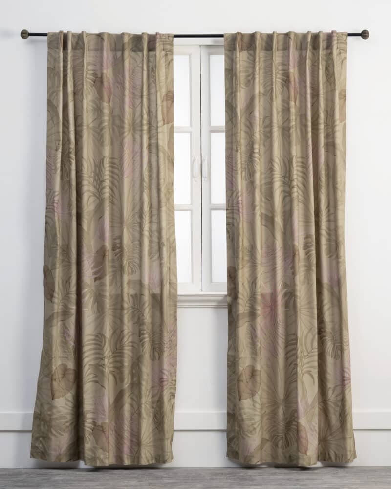 Creole Olive Grey Curtain