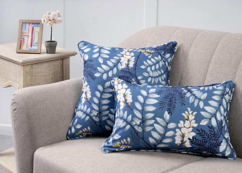 Feuilage Airforce Blue Decorative Cushion Cover