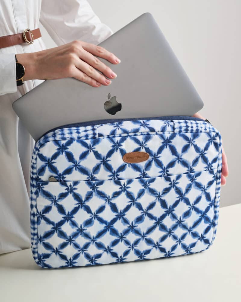 Shibori Laptop Bag with Sleeve and Handle