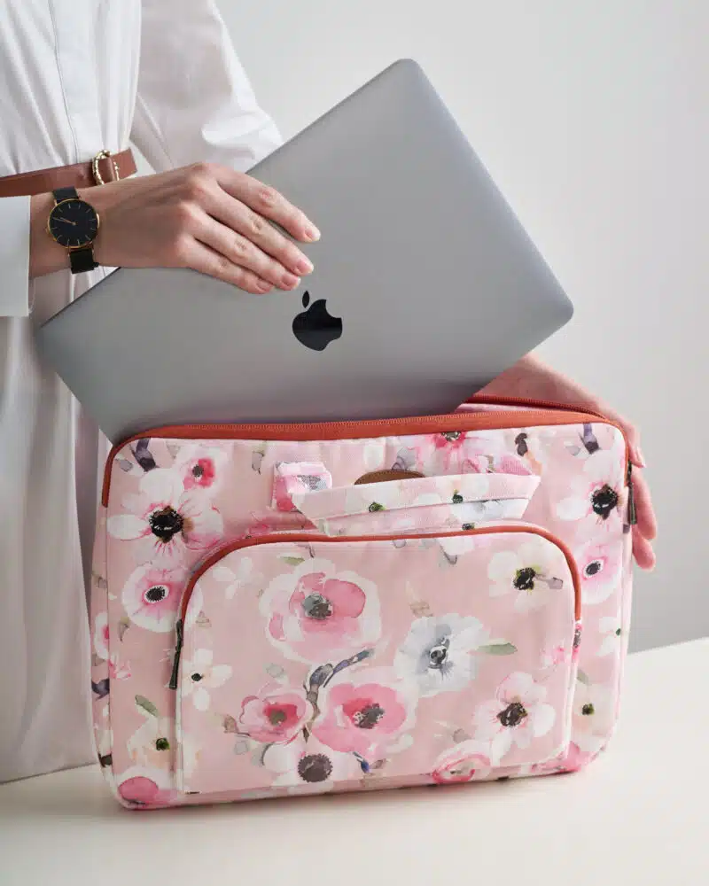 Romantic Poppy Laptop Bag with Pocket
