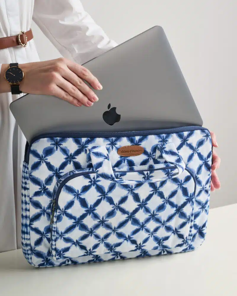 Shibori Laptop Bag with Pocket