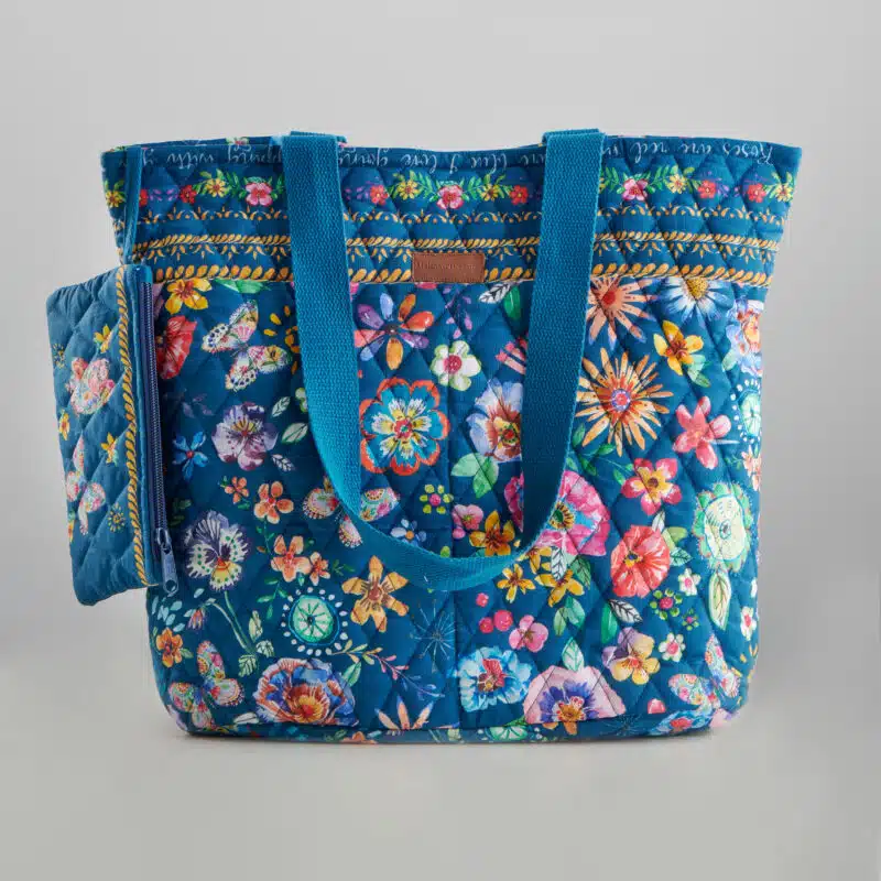 Happy Florals Blue Shopping Bag