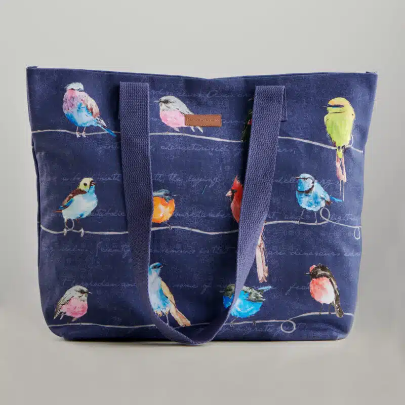 Birdies On Wire Canvas Tote Bag
