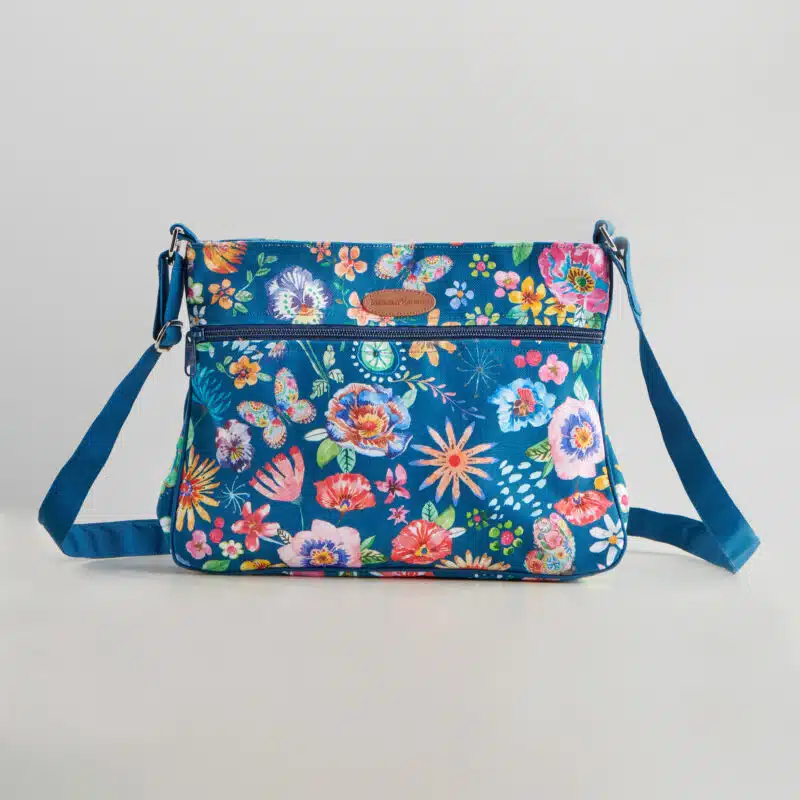 Happy Florals Blue Cross Body Bag