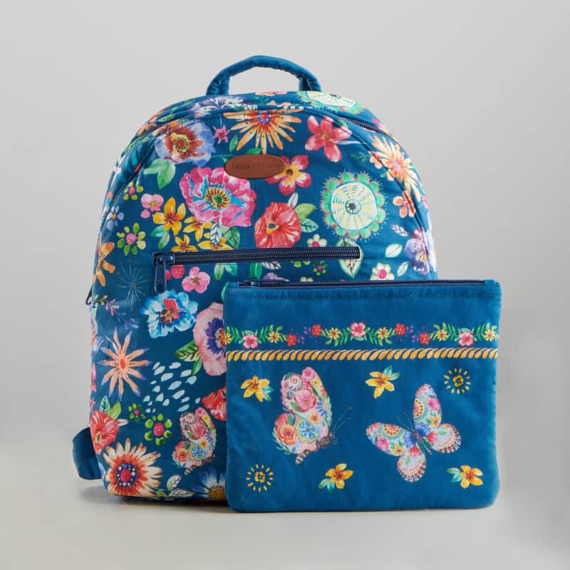 Happy Florals Blue Backpack Bag