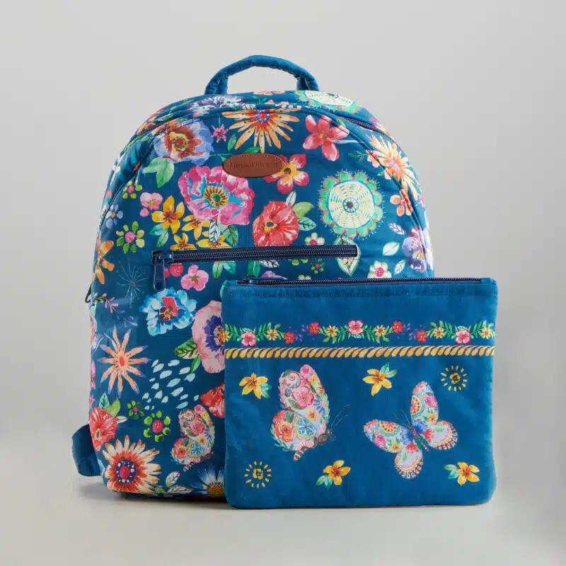 Happy Florals Blue Backpack Bag