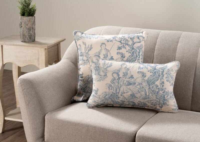 Miller - Beige Base - Blue Decorative Cushion Cover