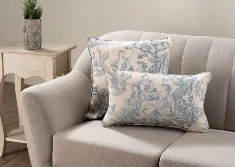 Miller - Beige Base - Blue Decorative Cushion Cover