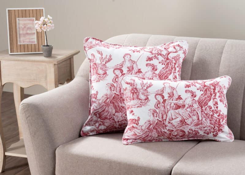 Miller - White  Base - Red Decorative Cushion Cover
