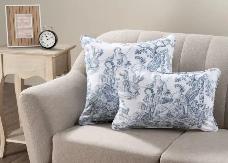 Miller - White Base - Blue Decorative Cushion Cover