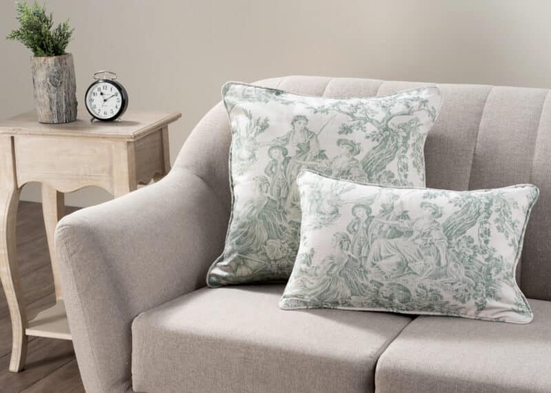 Miller - Beige Base - Antique Green Decorative Cushion Cover