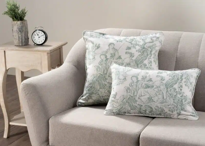 Miller - Beige Base - Antique Green Decorative Cushion Cover