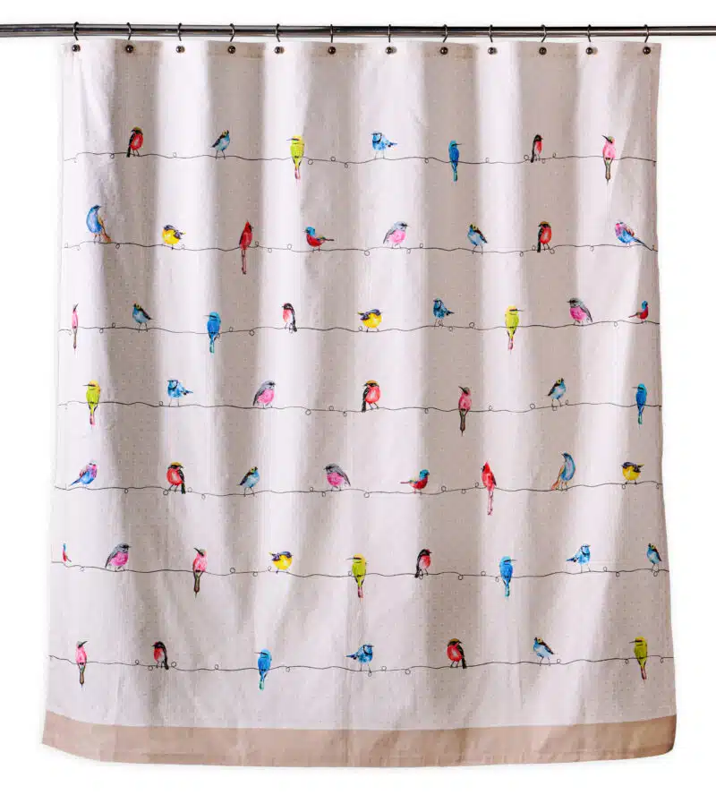 Birdies On Wire Shower Curtain