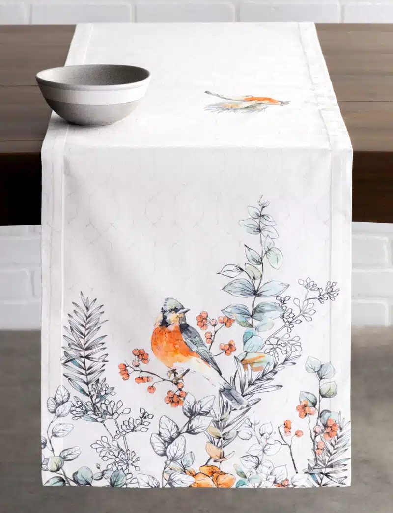 Whitish Shabby Chique Table Runner-Single Side