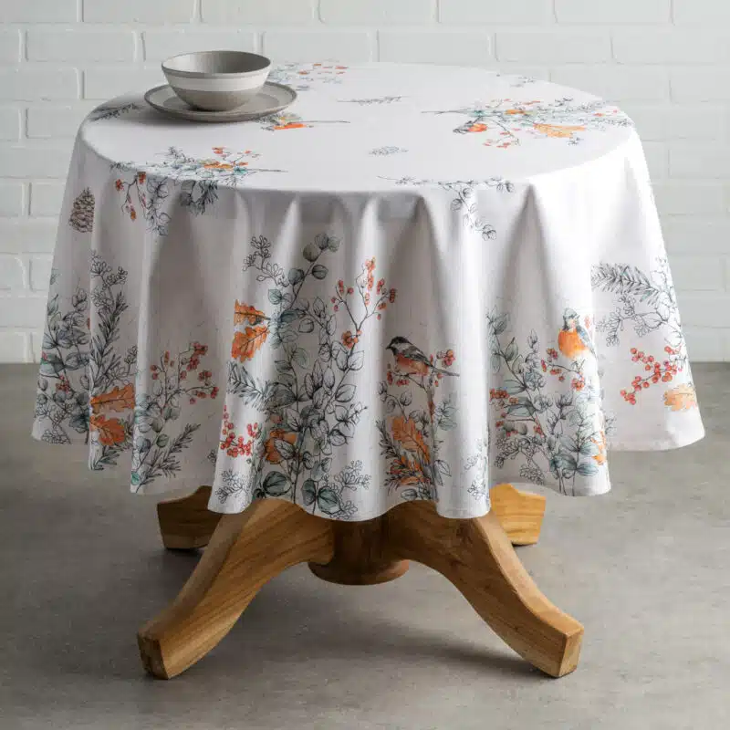 Whitish Shabby Chique Round Tablecloth