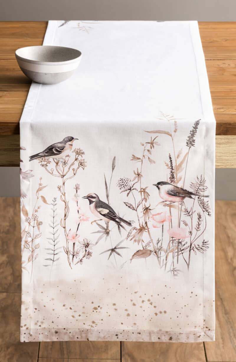 Meadow Florals Brown Table Runner-Single Side