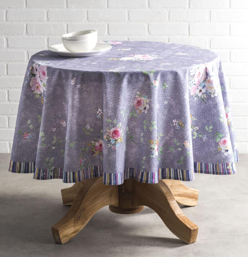 Sweet Rose Lavender Round Tablecloth