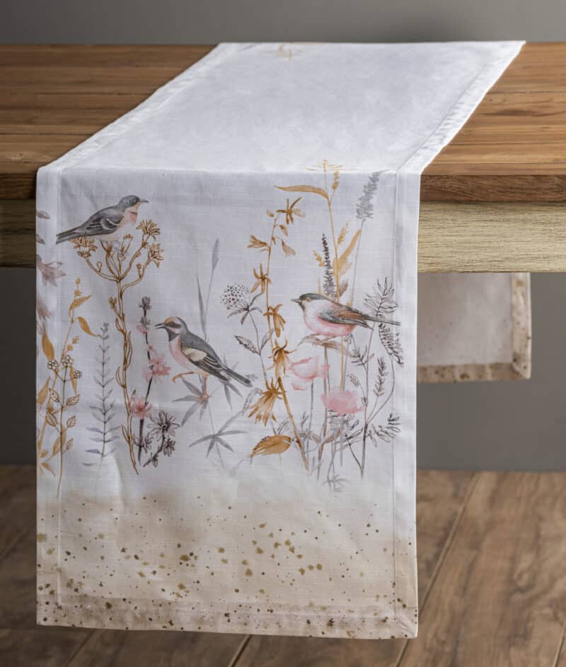Meadow Florals Beige Table Runner-Single Side