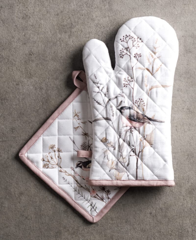 Meadow Florals Brown Glove & Potholder