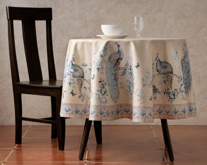 Peacock Utopia Sandy Beach Round Tablecloth