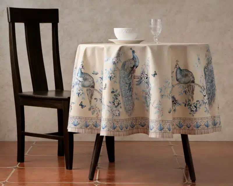 Peacock Utopia Sandy Beach Round Tablecloth