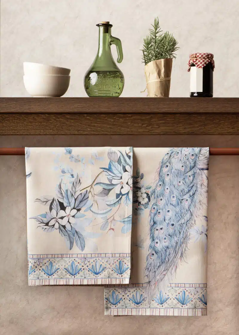 Peacock Utopia Sandy Beach Kitchen Towel