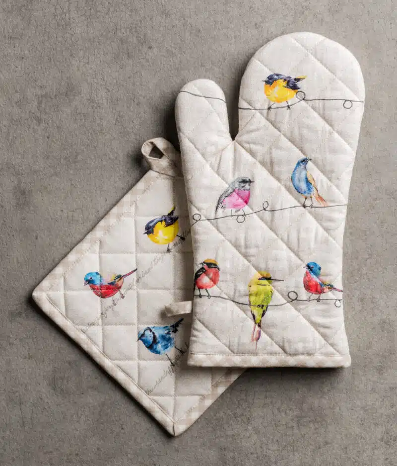 Birdies on Wire Glove & Potholder