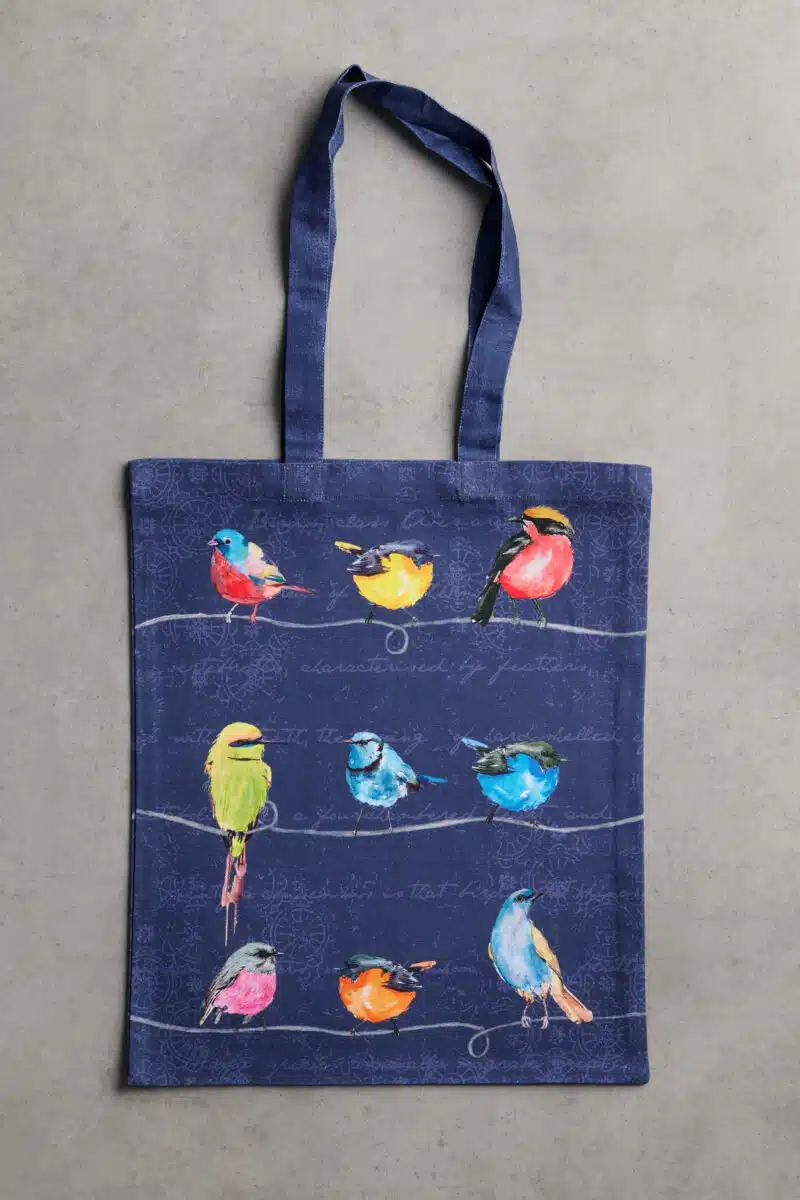 Birdies On Wire - Navy Basic Tote Bag
