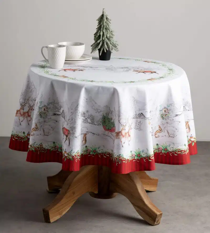 Christmas Tradition Round Tablecloth
