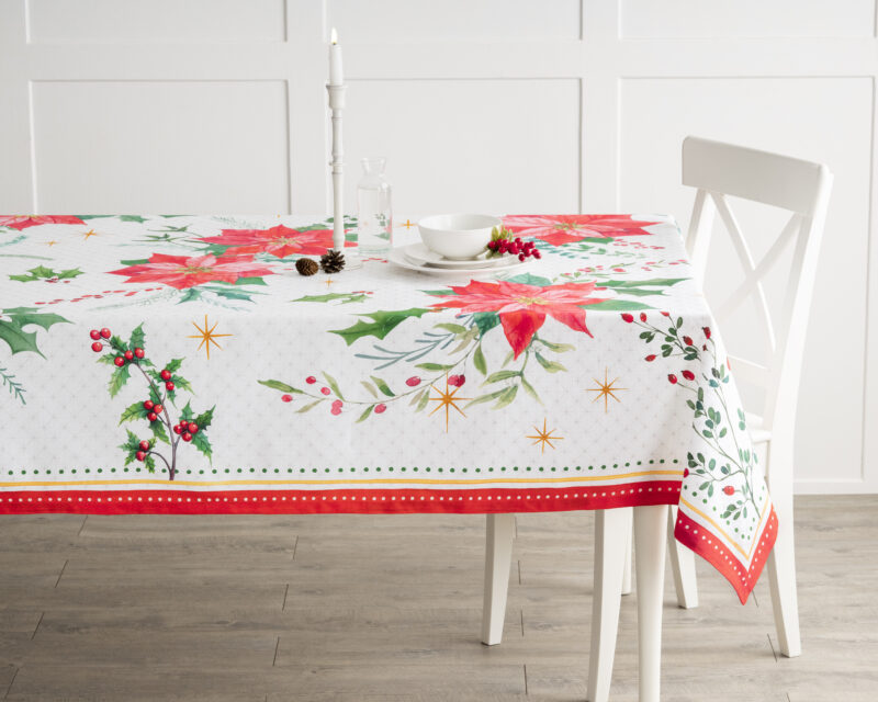 Poinsettia Christmas Tablecloth