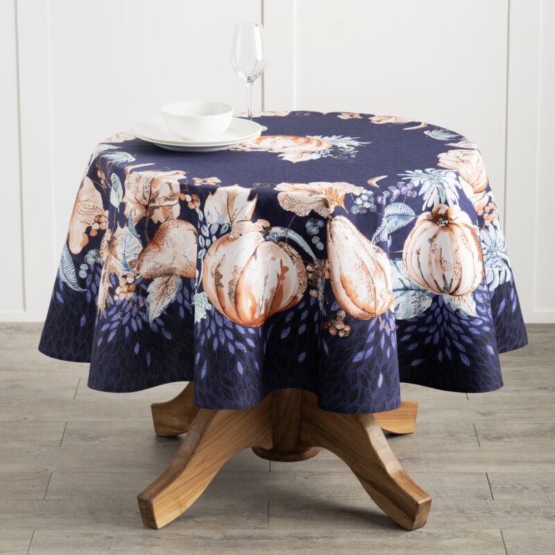 Pumpkin Blues Round Tablecloth