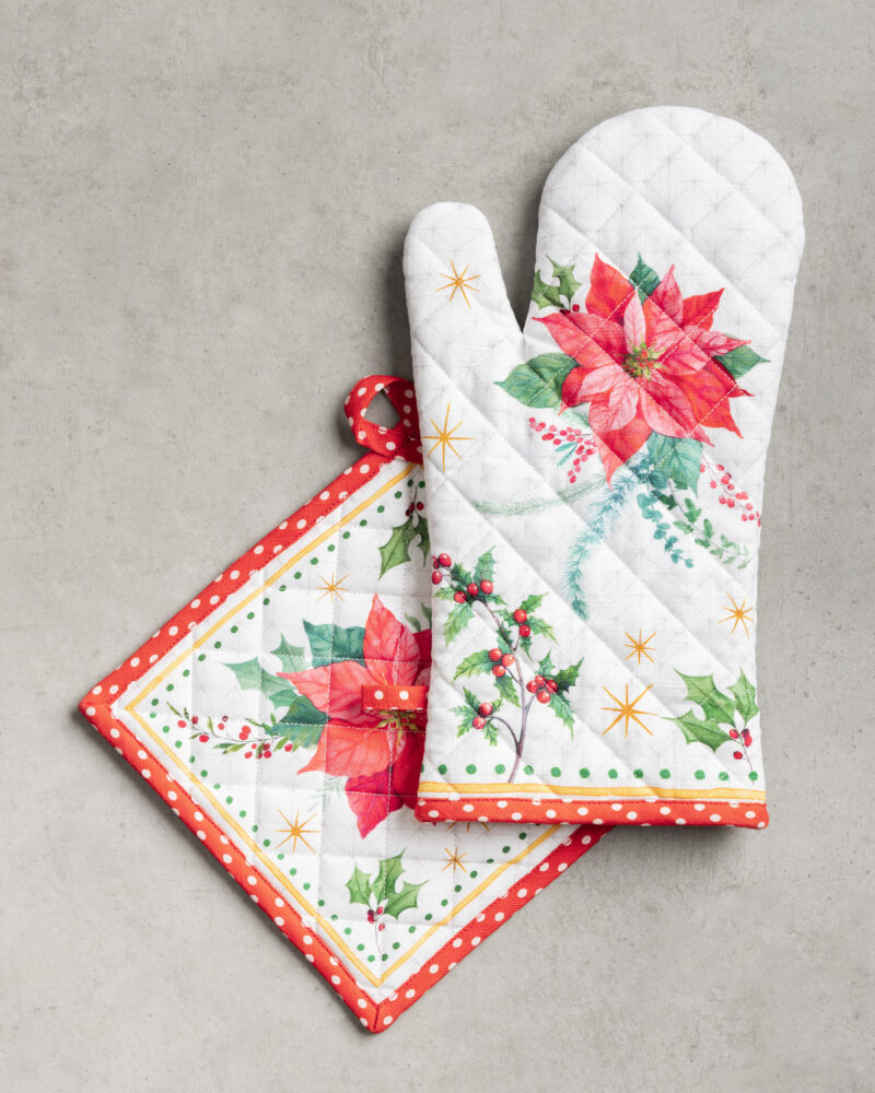 Poinsettia Christmas Glove & Potholder