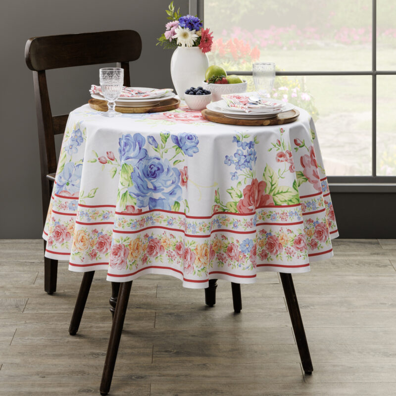 Vintage Floral Round Tablecloth