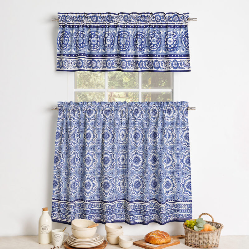 Melodie Blue Kitchen Curtain